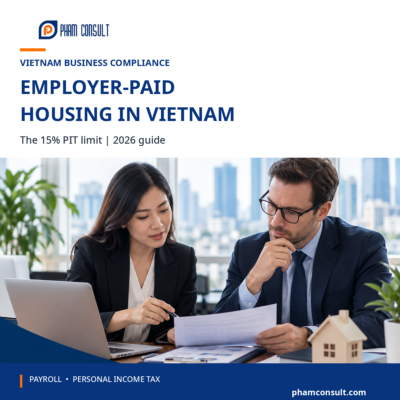Employer-paid housing in Vietnam 2026 – professionals reviewing accommodation expenses and payroll documents